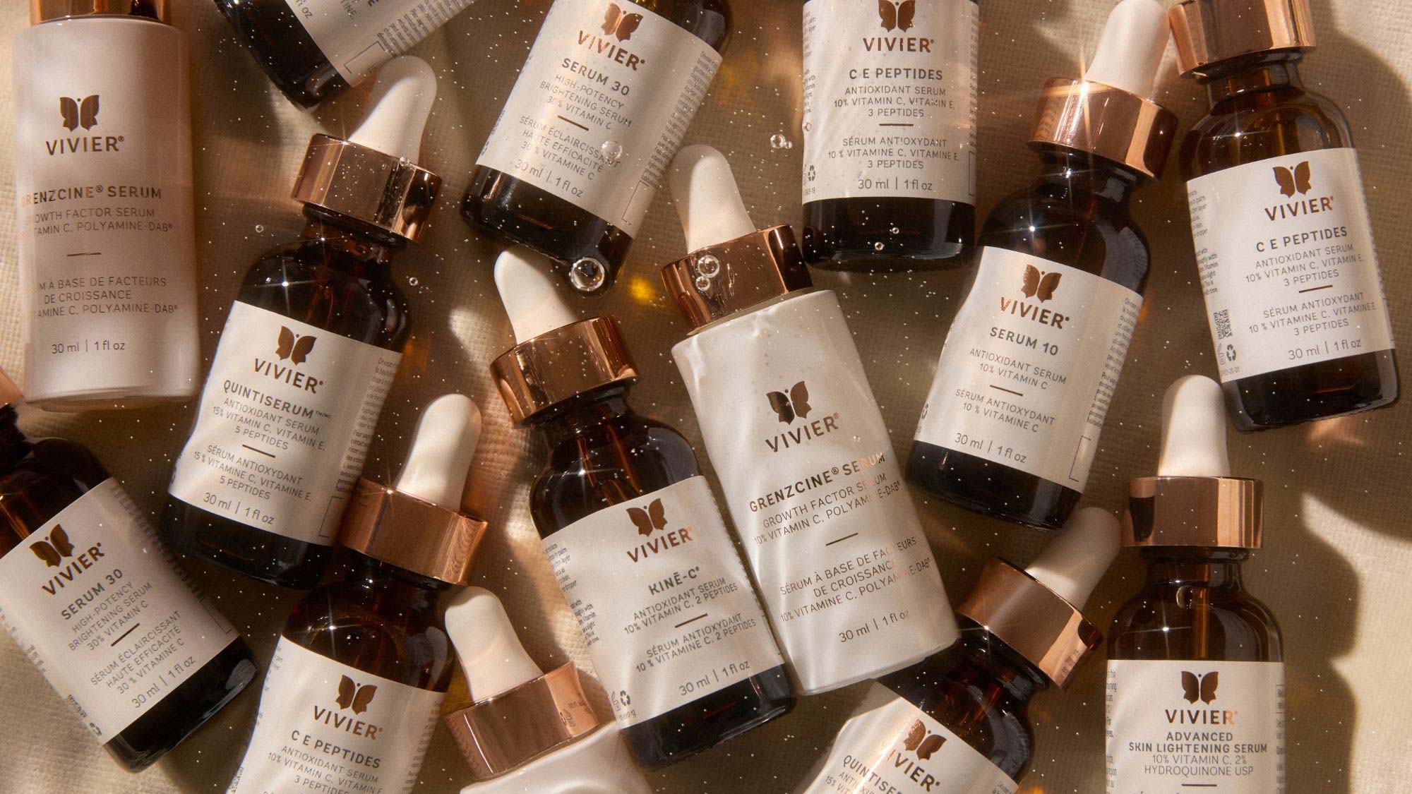 Pharmaceutical grade skincare Vivier bottles.